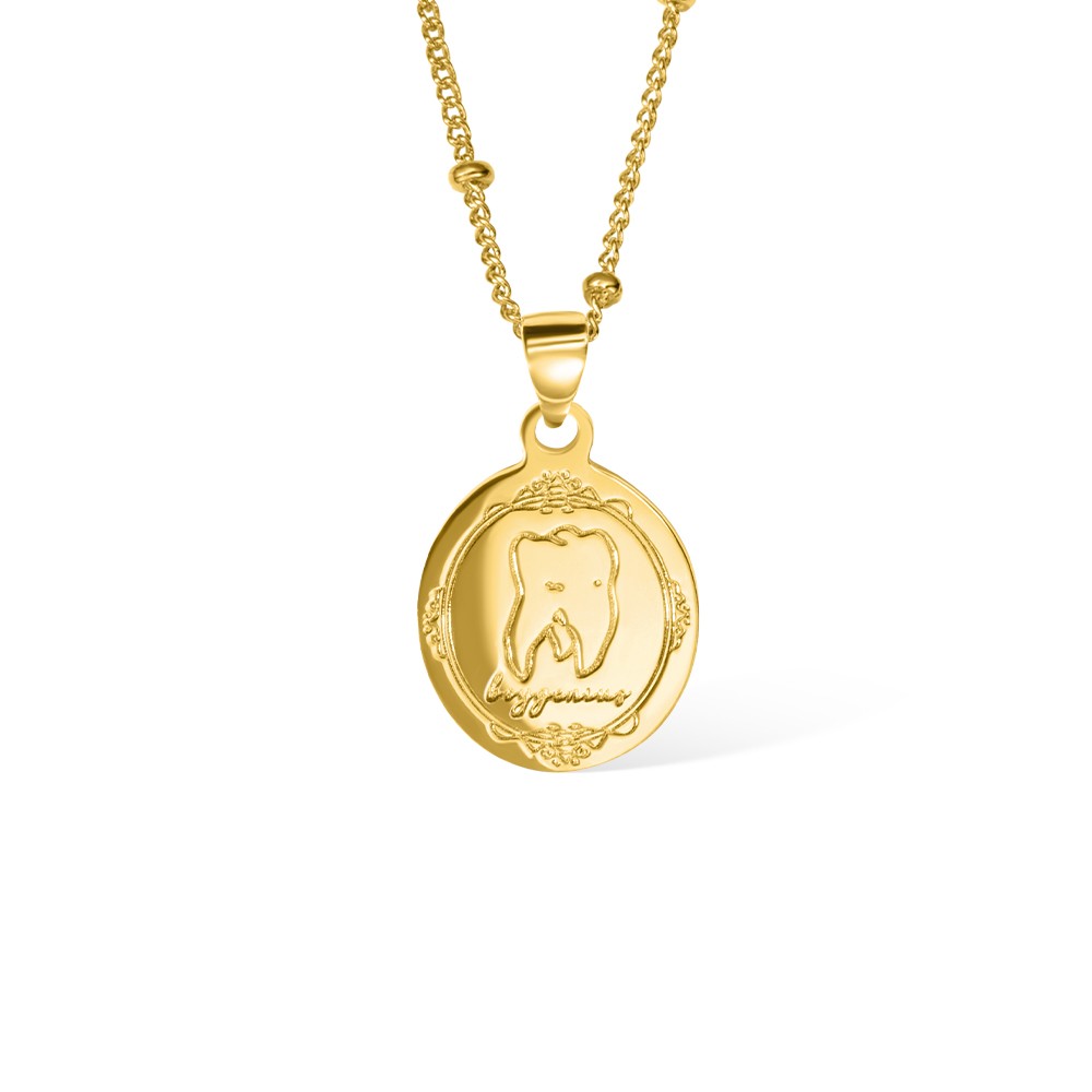 Personalized Tooth Signet Necklace, Custom Engraved Dental Tooth Pendant, Sterling Silver 925 Jewelry, Gift for Dentist/Doctor/Nurse/Hygenist
