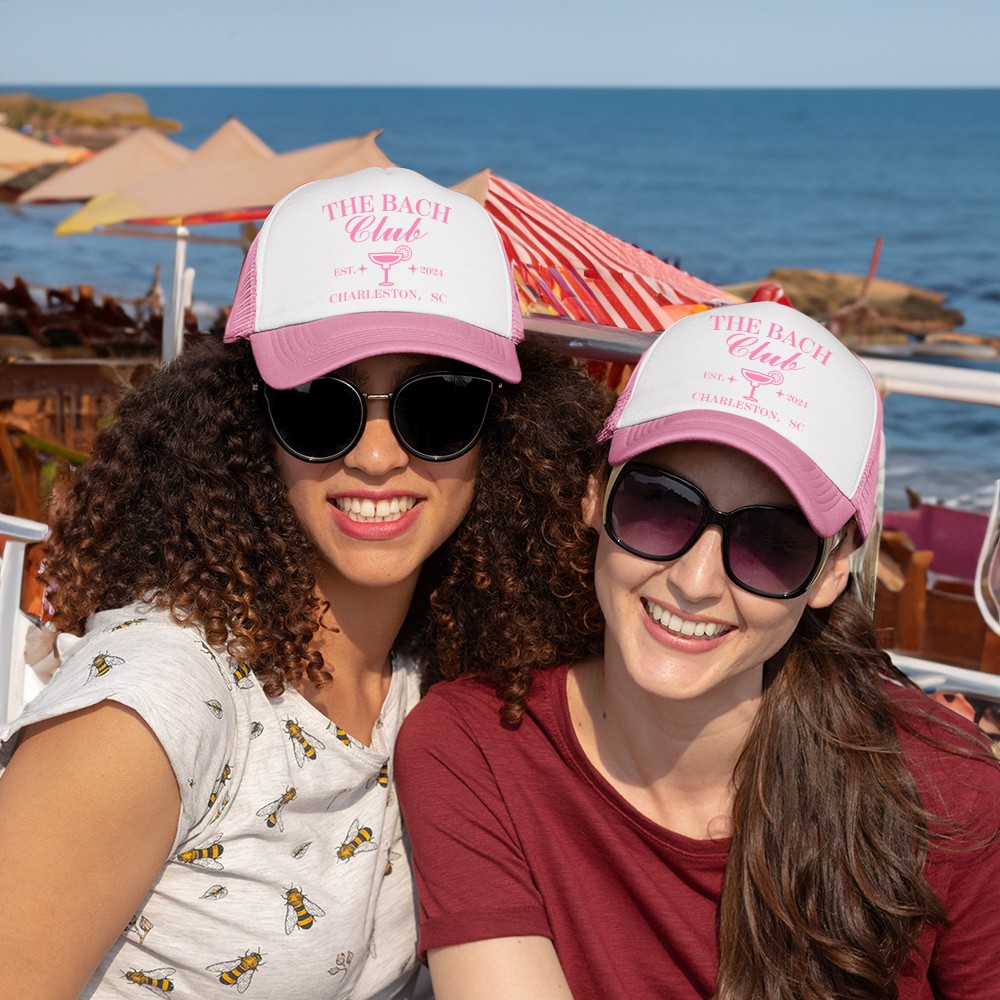 Personalized The Bach Club Breathable Mesh Hat Baseball Cap with Year and Text Beach Party Favor Bachelorette Gift for Her