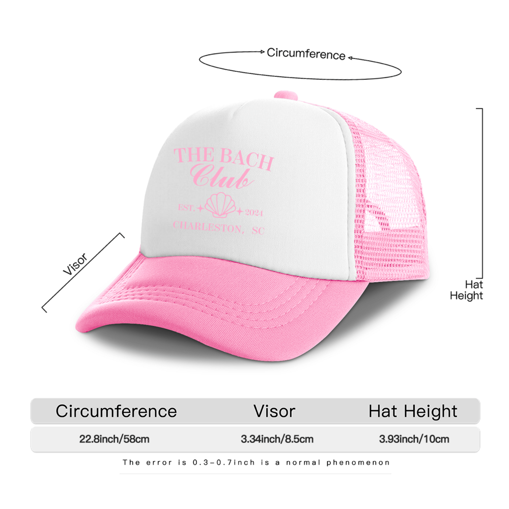 Personalized The Bach Club Breathable Mesh Hat Baseball Cap with Year and Text Beach Party Favor Bachelorette Gift for Her
