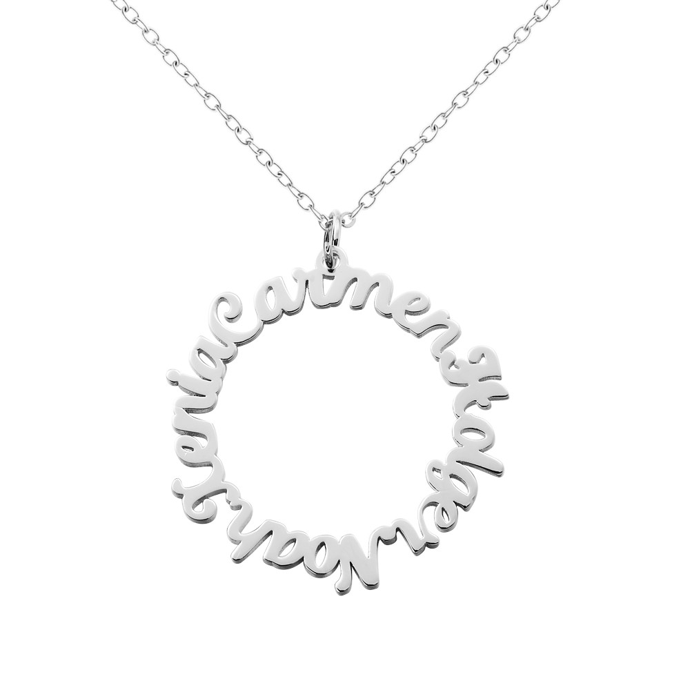 Personalized Name Vintage Circle Necklace, Custom Multiple Name Necklace, Mom Necklace, Women's Jewelry, Birthday Gift, Gift for Mom/Wife/Girlfriend