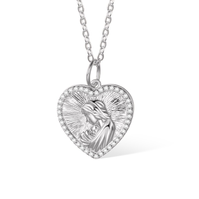 Personalized 3D Embossed Maternal Love Heart Necklace, Custom Memorial Photo Locket Necklace, Mother's Day/Birthday Gift for Mom/Grandmom/Her