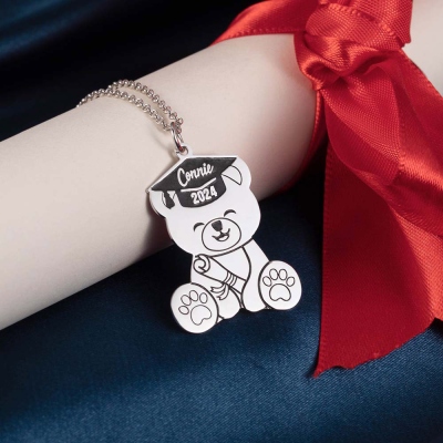 Custom Bear Necklace for Graduation Gift