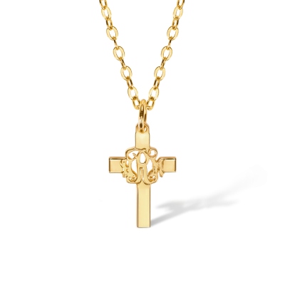 Personalized Monogram Cross Necklace, Baptism Christians Religious Jewelry, Baptism/First Communion/Christmas Gift for Women