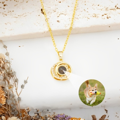 Custom Photo Concentric Circles Projection Necklace, Sterling Silver 925 Picture Necklace, Birthday/Anniversary/Mother's Day Gift for Her/Mom/Friend
