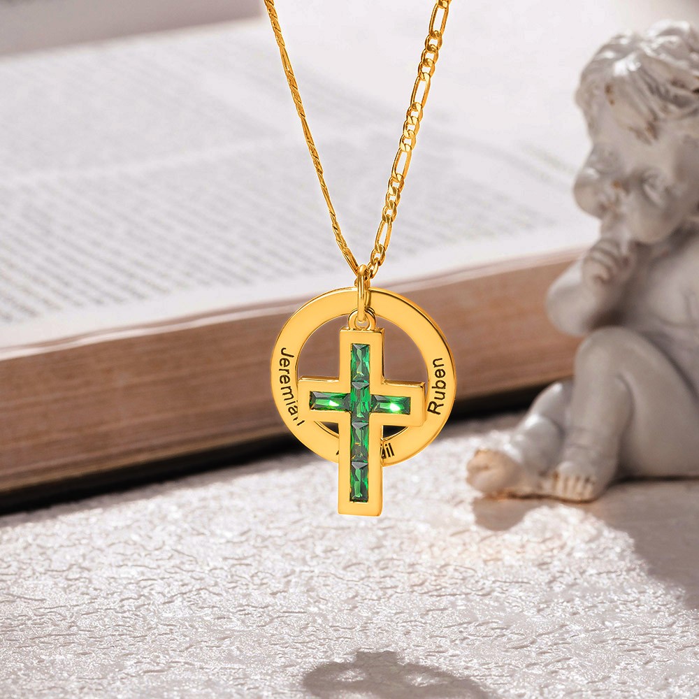 birthstone cross necklace