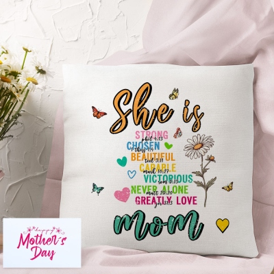 Personalized Birth Flower Inspirational Bible Verses Pillowcase, Pillow Cover with Optional Insert, Mother's Day/Christmas Gift for Her/Mom/Grandma
