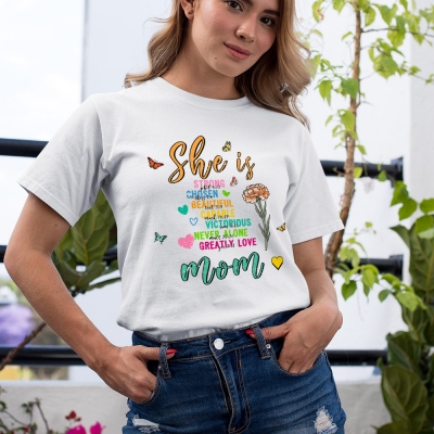 Personalized Birth Flower Inspirational Bible Verses Mom's Shirt, Floral Crewneck T-shirt, Birthday/Mother's Day/Christmas Gift for Her/Mom/Grandma