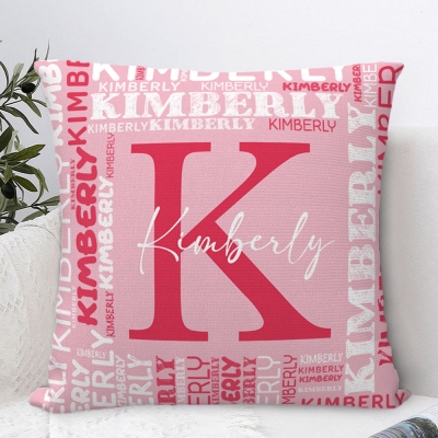 Custom Name Pillowcase with Alphabet, Pillow Cover with Optional Insert, Home Decor, Mother's Day/Birthday/Anniversary Gift for Mom/Family/Friends