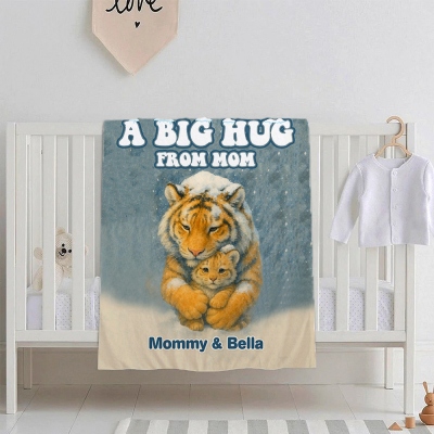 Personalisierte Tiger-Umarmungsdecke mit Namen, Muttertagsgeschenk, personalisierbar mit Namen, gemütliche Decke