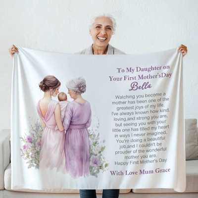 Personalisierte Decke zum ersten Muttertag für die Tochter, individuelles Geschenk von Oma, perfektes Andenken für die neue Mama