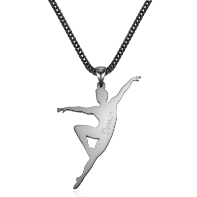 Personalized Name Male Ballet Dancer Silhouette Necklace, Dainty Sterling Silver Dancer Jewelry, Birthday Gift for Male Ballet Lover/Dancer/Him