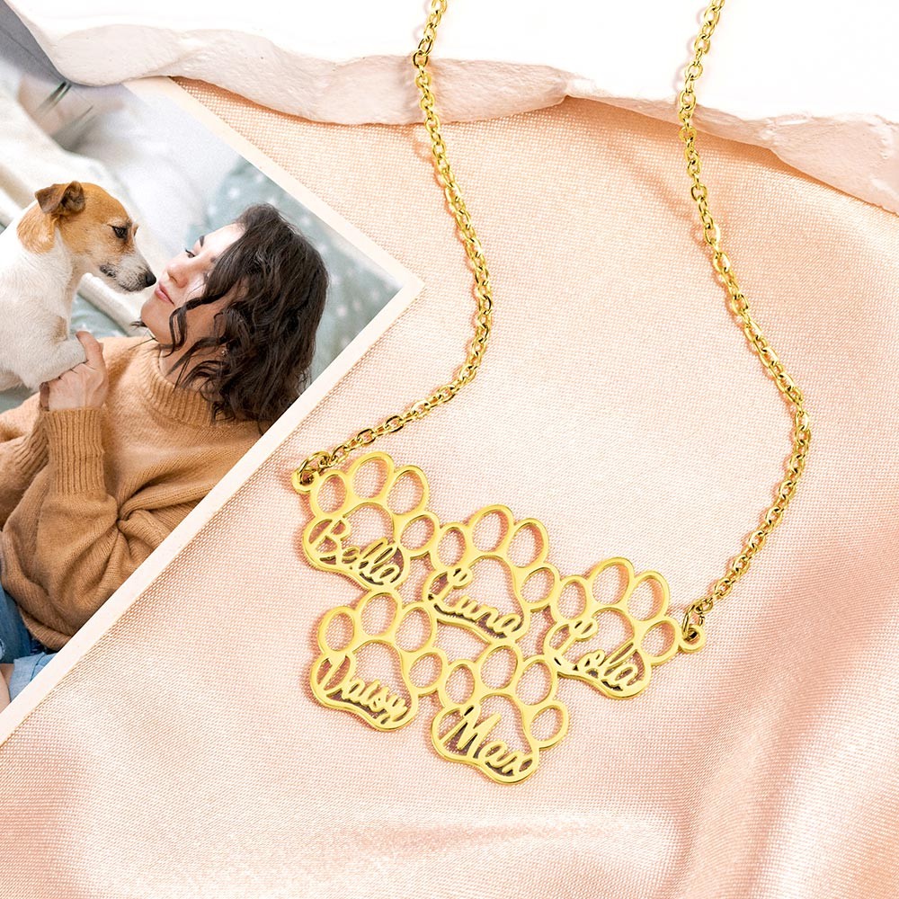 paw necklace with name