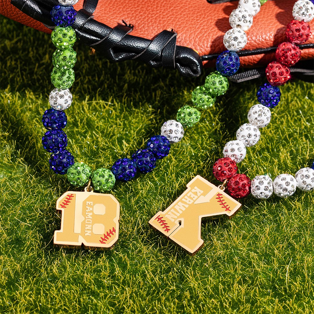 Benutzerdefinierte Baseball Softball Sport Strass Perlen Tropf Halskette