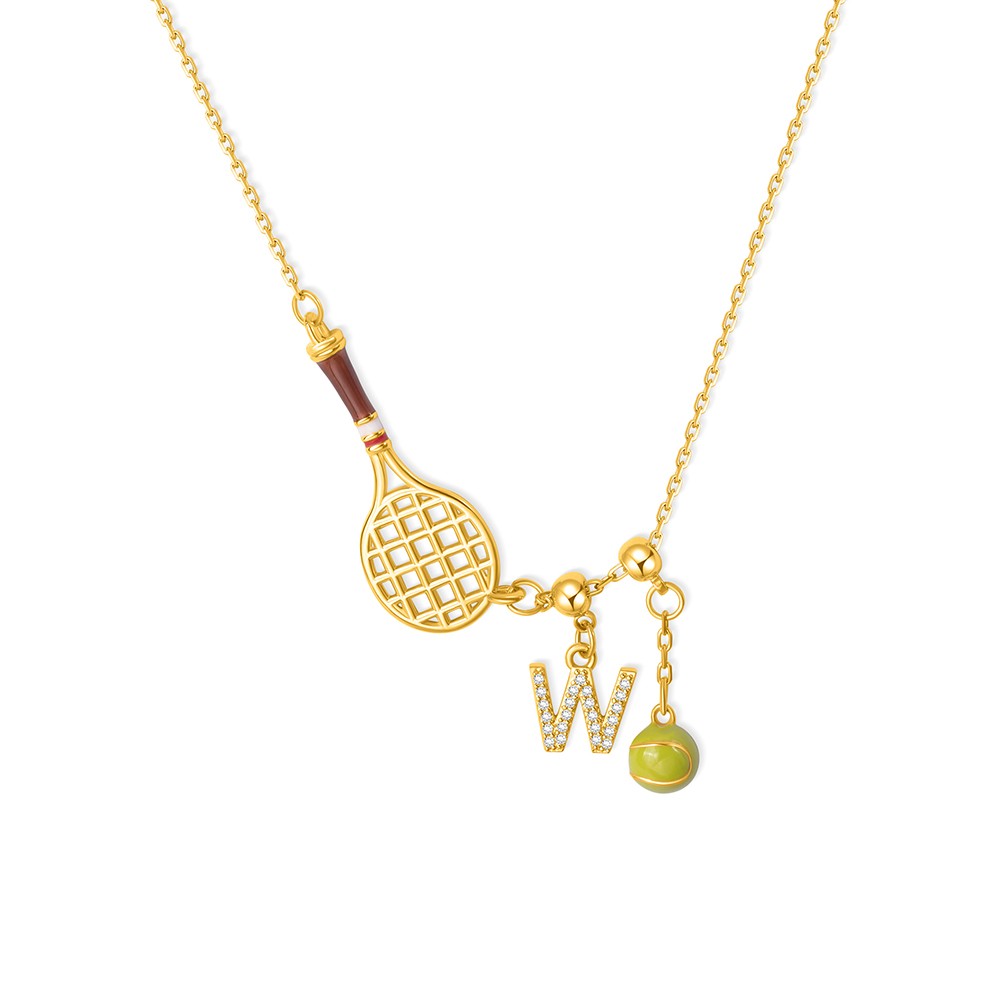 Personalisierte Tennisschläger-Halskette mit Initialen- und Ballanhänger, Sport-Anhänger-Halskette, zierlicher Schmuck, Geburtstags-/Spieltagsgeschenk für Tennisliebhaber/Frauen