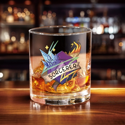 Personalized DND Whiskey Glass with Name, DND Class Whiskey Rock Glasses, Stemless Wine Glass, Whiskey Tumbler, Groomsmen Gifts, DM Gifts