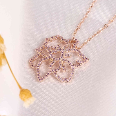 Custom Birth Flower & Birthstone Necklace – Personalized Floral Pendant with Adjustable Chain, Meaningful Gift for Her
