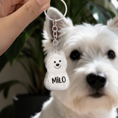 Personalized Dog Hair Holder Keychain – Custom Name Memorial Keepsake in Dog Breed Shape, Unique Remembrance Gift for Dog Owners