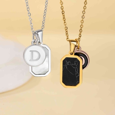18k Gold Onyx Halskette Rec, 18K Gold Kompass Halskette, Wasserdichte Halskette für Mann, Edelstahl Halskette, Geschenk für Mann, Geschenk für Ihn
