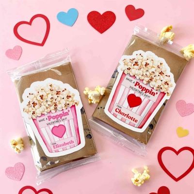 Custom Name Have a Poppin Valentine's Day Stickers, Gift Tags, Treat Bag Labels, Class Exchange Party Favors, Valentine's Day Gifts for Kids/Couples