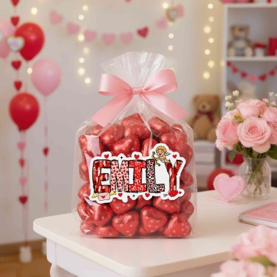 Personalized Name Heart Valentine's Day Stickers, Gift Name Tags, Treat Bag Labels, Class Exchange Party Favors, Valentine's Day Gifts for Couple/Kids