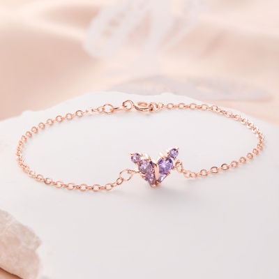 Personalised Butterfly Birthstone Bracelet, Mother Bracelet, Birthday Gift, Daily Bracelet, Grandma Gift for Mom, Christmas/Mother's Day Gift for Her