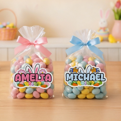 Personalisierte Namensaufkleber mit Osterhasenohren, Geschenkanhänger für den Klassenaustausch, Etiketten für Geschenktüten, Gastgeschenke für Osterpartys, Ostergeschenke für Kinder/Jungen/Mädchen