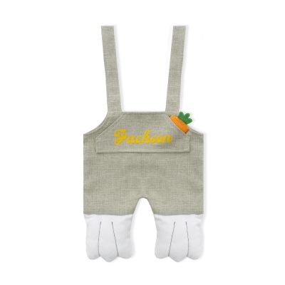 Personalisierte Osterhasen-Tragetasche mit Namen, Vintage-Latzhose aus Leinen in Hasenform, Tasche für die Ostereiersuche, Osterkorb, Ostergeschenk für Kinder/Jungen/Mädchen