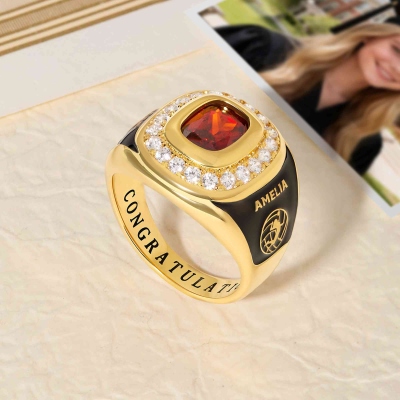 Personalized Graduation Ring with Birthstone and Cubic Zirconia, Class of 2025 Graduation Jewelry, Graduation Party Favors, Gift for Graduates