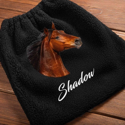 (Set of 2pcs)Personalized Horse Photo Fleece Stirrup Cover Elastic Bags with Name, Equestrian Protective Gears, Birthday Gifts for Horse Lovers/Riders