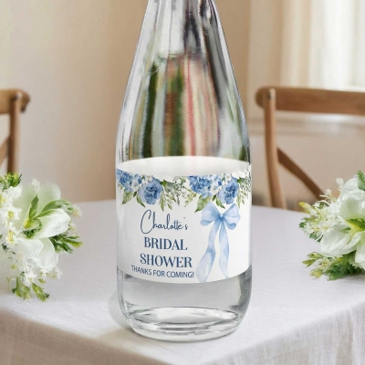 Personalized Name Floral Bow Wedding Water Bottle Labels(Set of 20), Bridal Shower/Engagement Party Favor Waterproof Stickers, Gifts for Brides/Couple
