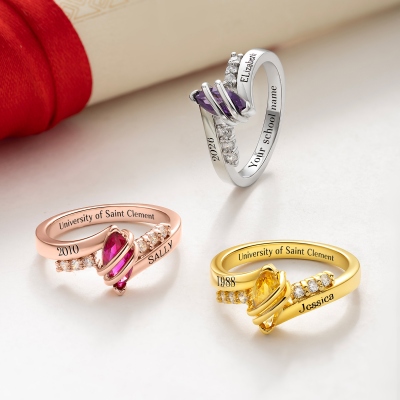 Personalized Graduation Birthstone Ring