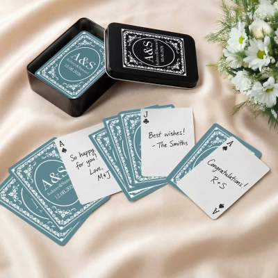 Custom Vintage Wedding Playing Card Guest Book with Initials & Date, Guest Book Alternative for Receptions, Bridal Shower Favors, Gift for Newlyweds