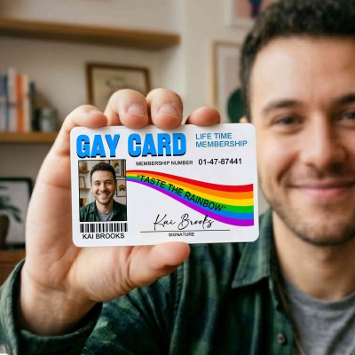 Custom Name LGBTIQA+ Rainbow Pride Gay Card with Bag, Unique PVC Membership ID Card with Photo & Number, Pride Month Gift for LGBTQ Community/Family