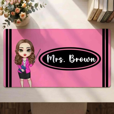 Personalized Cartoon Character Pencil Crayon Non-slip Mouse Pad Desk Mat with Text, Daily Use, Back to School/Teacher's Day Gift for Teacher/Educator