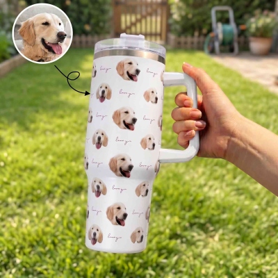 Personalized Family 1-8 Faces Tumbler, Stainless Steel 20/40oz Insulated Travel Photo Water Bottle, Birthday/Mother's Day Gift for Mom/Grandma/Her