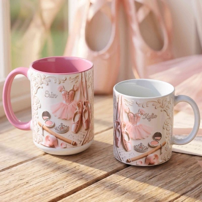 Tazza personalizzata a tema balletto e tutù con nome, tazza in ceramica per caffè o cioccolata calda, ideale per concorsi di danza e saggi, regalo di compleanno per amanti del balletto/ragazze.