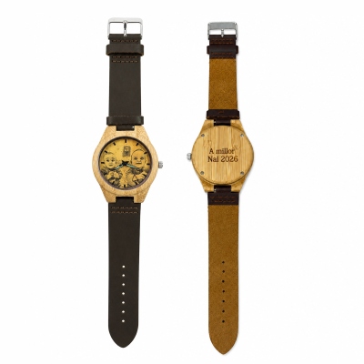 Customized Picture-Embedded Bamboo Wood Watch for Men and Women