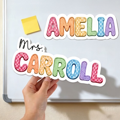 Personalized Name Colorful Oil Painting Letters Teacher Whiteboard Magnet, Office Classroom Supplies, Back to School Gift for Teachers/Educators
