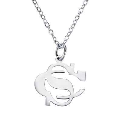 Personalized Two Initials Pendant Necklace, Sterling Silver 925 Monogram Necklace, Valentine's Day/Wedding/Anniversary Gift for Her/Couple/Bestie