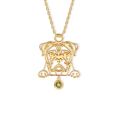 Personligt namnhalsband med hundrassilhuett och födelsesten, elegant hundminnessmycke, födelsedags-/årsdagspresent för husdjursälskare/ägare