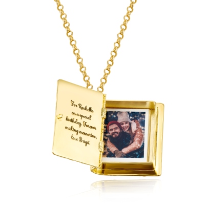 Personalisierte Medaillon-Halskette mit Fotoalbum, gravierte Medaillon-Halskette mit Blumenmuster, Erinnerungsschmuck, Hochzeits-/Jubiläumsgeschenk für Sie/Frauen/Mädchen