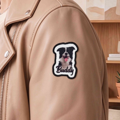 ペットの名前と肖像を刺繍したパーソナライズパッチ、犬や猫の写真入り刺繍パッチ、DIYデコレーション、ペット愛好家や飼い主への誕生日/記念日/追悼ギフト