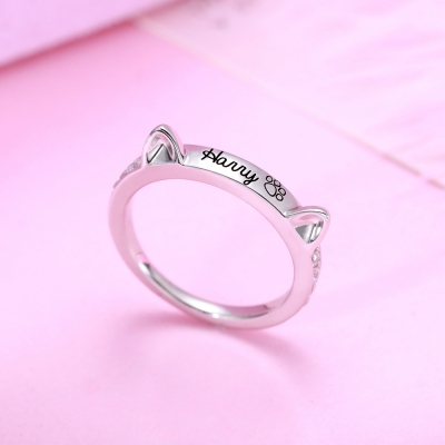 Gravierter Haustier Ring in Ohr- und Knochenform