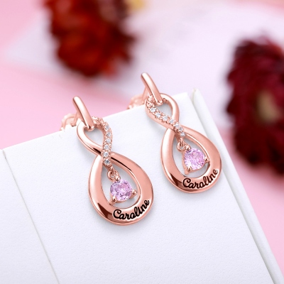 Name Earrings with Dance Birthstone