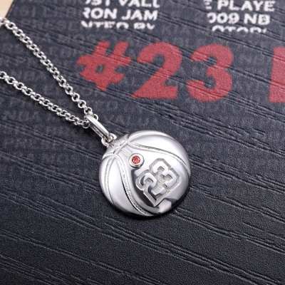 Engraved Basketball Necklace with Number Andbirthstone in Silver