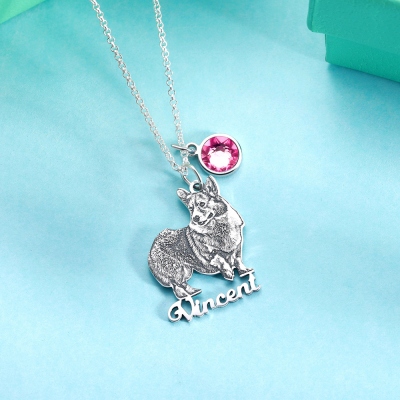 Engraved pet photo necklace