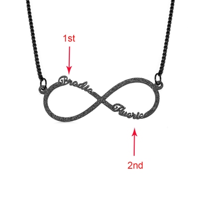 Personalized Sparkling Infinity Name Necklace in Black