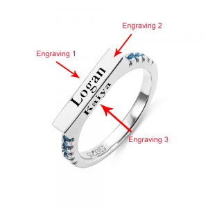 Engraved Stackable Bar Ring in Silver
