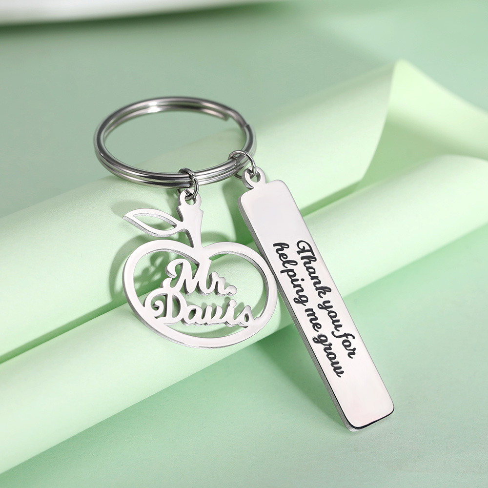 Presente personalizado de chaveiro da Apple para professores