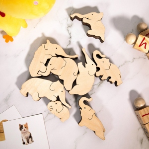 Wooden Puzzle Elephants Balance Game